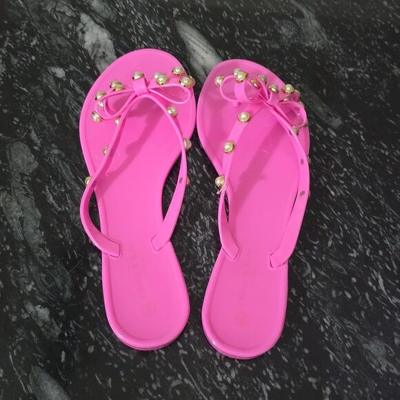 BRAND NEW OLIVIA & KATE PEARL ACCENTS BOWNOT DESIGN FLIP FLOP SANDAL - Picture 5 of 14